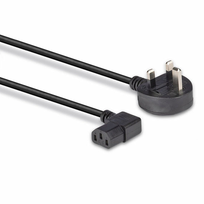 LINDY 30446 1m UK 3 Pin Plug to Right Angled IEC C13 Mains Power Cable, Black, Fully moulded with 5A fuse, 10 year warranty-Cables-Gigante Computers