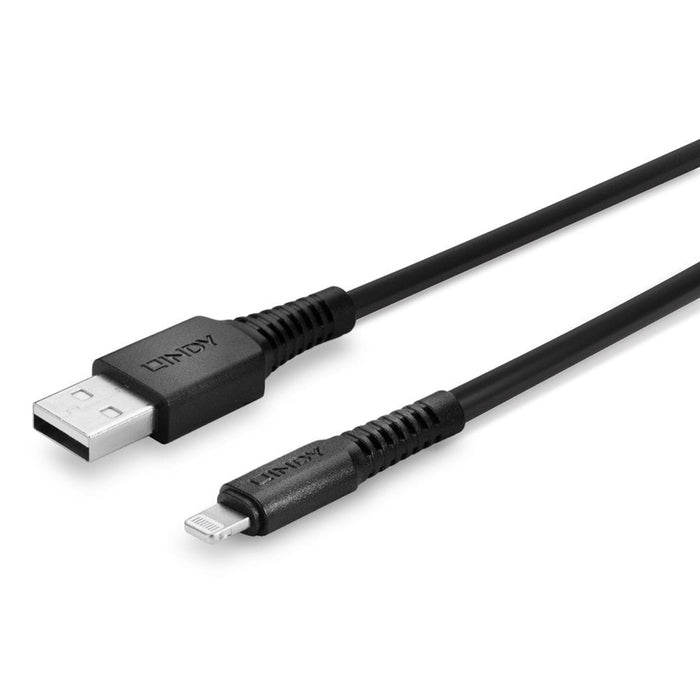 LINDY 31319 0.5m USB to Lightning Cable, Black-Cables-Gigante Computers