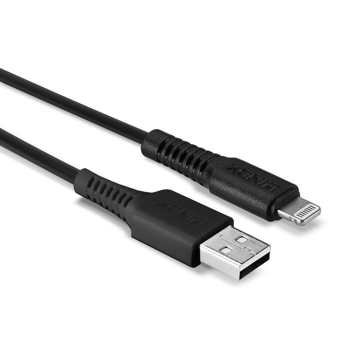 LINDY 31319 0.5m USB to Lightning Cable, Black-Cables-Gigante Computers