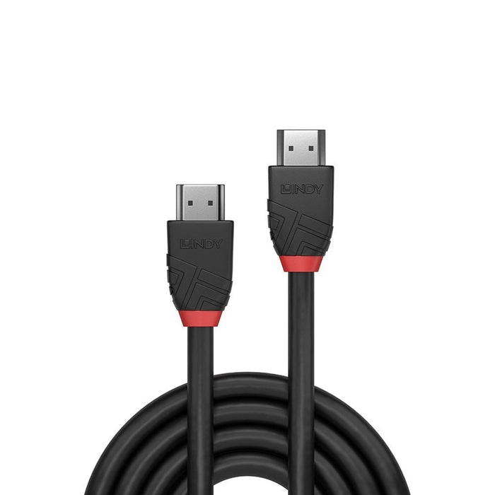 LINDY 36471 Black Line HDMI Cable, HDMI 2.0 (M) to HDMI 2.0 (M), 1m, Black & Red, Supports UHD Resolutions up to 4096x2160@60Hz, Triple Shielded Cable, Corrosion Resistant Copper Coated Steel with 30AWG Conductors, Retail Polybag Packaging-Cables-Gigante Computers