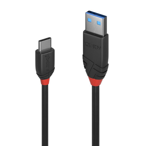 LINDY 36915 0.5m USB 3.2 Type A to C Cable, 10Gbps, Black Line-Cables-Gigante Computers