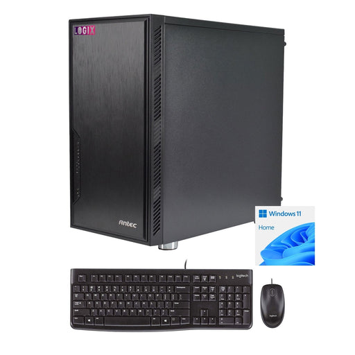LOGIX Intel i3-12100 3.30GHz (4.30GHz Boost) 4 Core 8 threads. 8GB Kingston DDR4 RAM, 500GB Kingston NVMe M.2, 80 Cert PSU, Wi-Fi 6, Windows 11 home installed + FREE Keyboard & Mouse - Prebuilt System - Full 3-Year Parts & Collection Warranty-System Builds-Gigante Computers