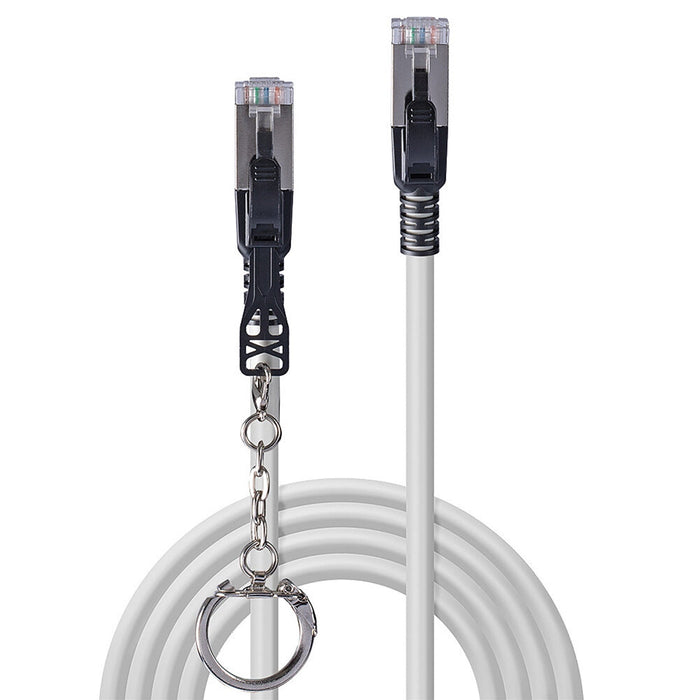Lindy 10m Cat.6A S/FTP Locking Network Cable, Grey-Cables-Gigante Computers