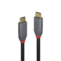 Lindy 1.5m USB 3.2 Type C to C Cable, 20Gbps, 5A, PD, Anthra Line Black/Red-Cables-Gigante Computers