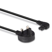 Lindy 30454 0.5m UK 3 Pin Plug to Right Angled IEC C7 mains power Cable, Black-Cables-Gigante Computers