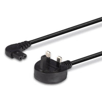 Lindy 30454 0.5m UK 3 Pin Plug to Right Angled IEC C7 mains power Cable, Black-Cables-Gigante Computers