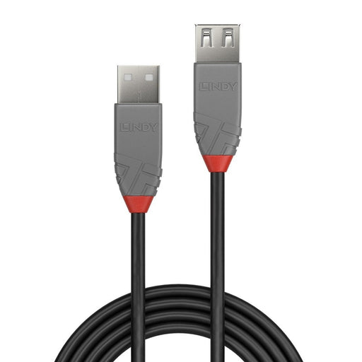 Lindy 36701 0.5m USB-A (M) 2.0 To USB-A (F) 2.0 Anthra Line 480Mbps Extension Cable - Black-Cables-Gigante Computers