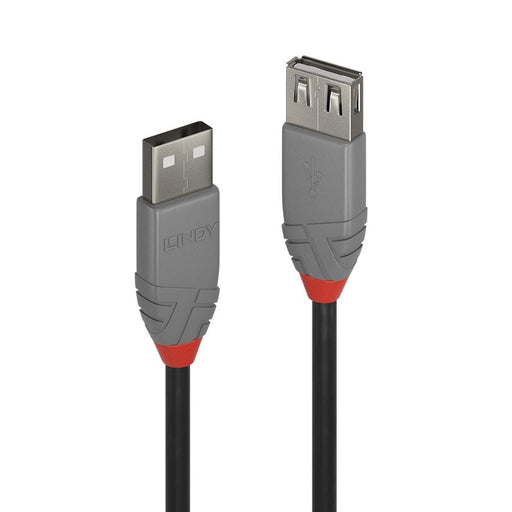 Lindy 36701 0.5m USB-A (M) 2.0 To USB-A (F) 2.0 Anthra Line 480Mbps Extension Cable - Black-Cables-Gigante Computers