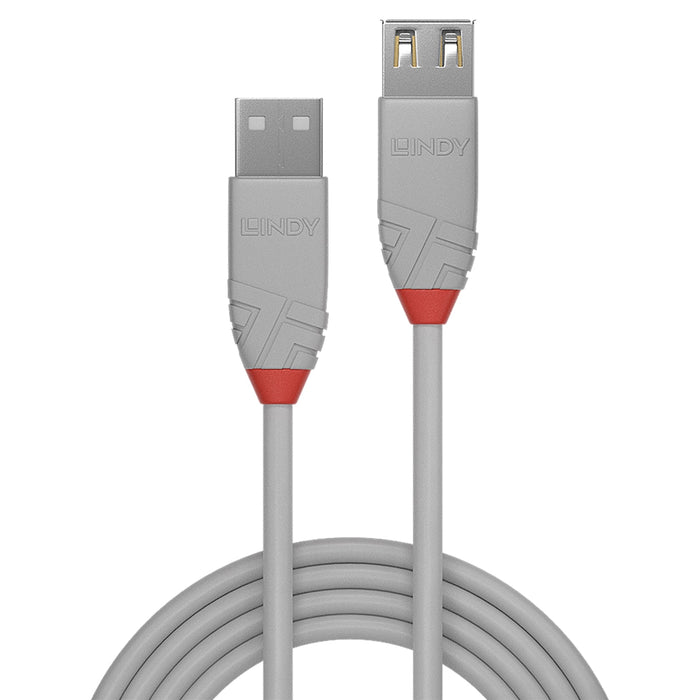 Lindy 36714 3m USB 2.0 Type A Extension Cable, Anthra Line, Grey-Cables-Gigante Computers