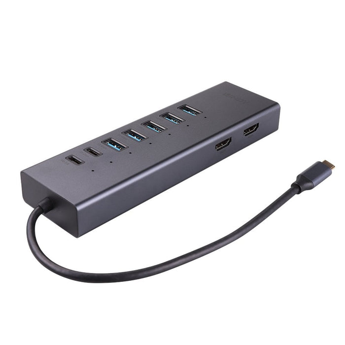 Lindy 43373 DST-Mini Duo, USB-C Laptop Mini Docking Station 2x 4K HDMI, Dark Grey-Cables-Gigante Computers