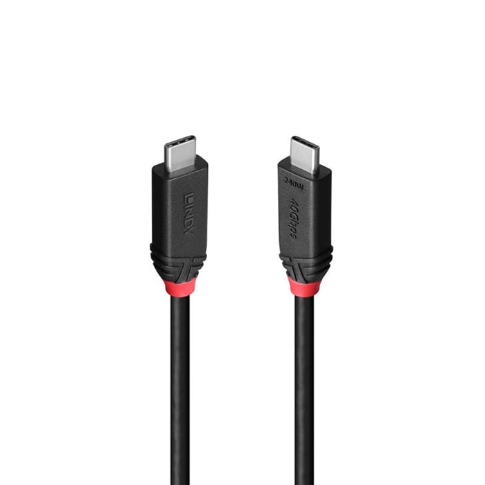 Lindy Black Line 37002 2m USB4 240W Cable, 24 pin USB-C (M) to 24 pin USB-C (M)-Cables-Gigante Computers
