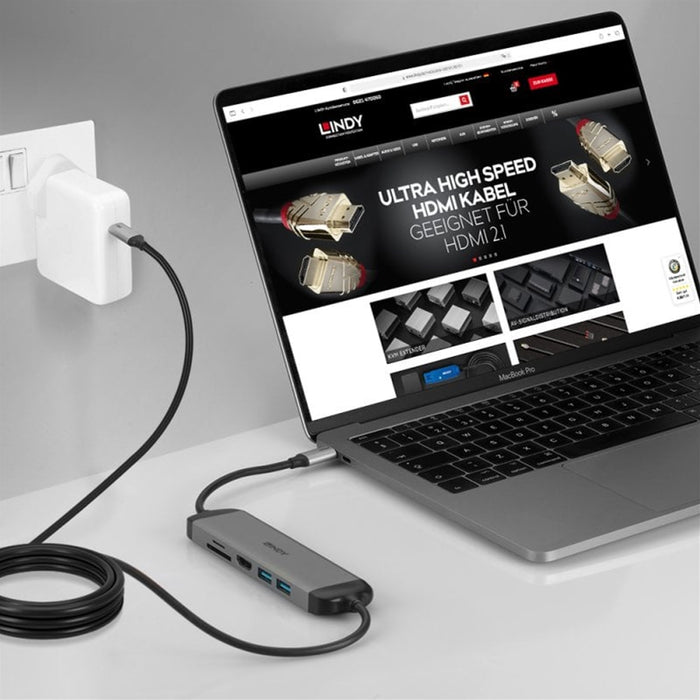 Lindy DST-Micro 140 Laptop Docking Station with USB-C, 1x 4K HDMI and Pass-Through Charging-Laptop Docks-Gigante Computers