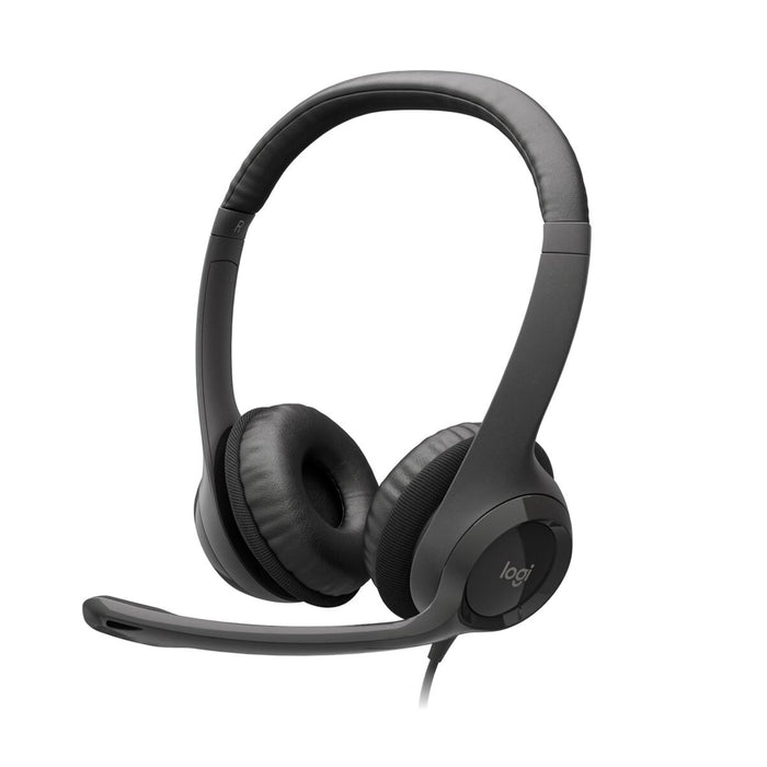 Logitech H390 USB Headset with Boom Microphone, In-line Controls, Enhanced Digital Audio, Padded Headband & Earcups,-Headsets-Gigante Computers