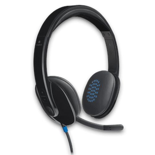 Logitech H540 Headset, Noise Cancelling Mic, USB, On Ear Controls, Padded-Headsets-Gigante Computers