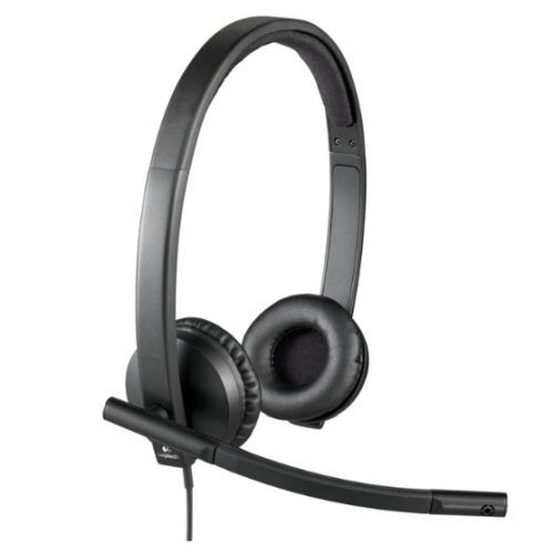 Logitech H570E Stereo Headset with Boom Mic, USB, In-Line Controls, Noise & Echo Cancellation, Leatherette Ear Pads-Headsets-Gigante Computers