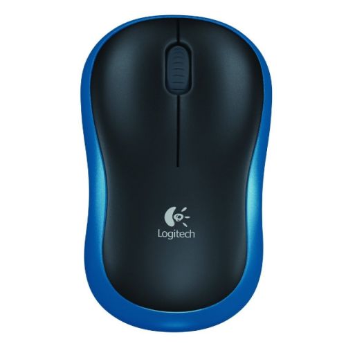 Logitech M185 Wireless Notebook Mouse, USB Nano Receiver, Black/Blue-Mice-Gigante Computers