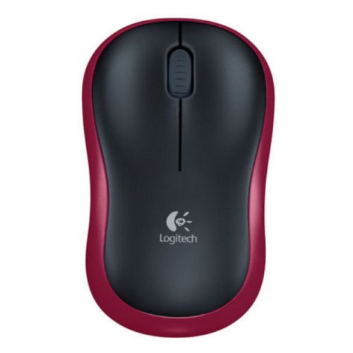 Logitech M185 Wireless Notebook Mouse, USB Nano Receiver, Black/Red-Mice-Gigante Computers