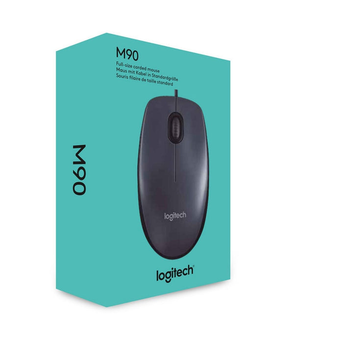 Logitech M90 Wired USB Mouse, 3-Buttons, 1000dpi and Optical Tracking, Ambidextrous Design for PC, Mac and Laptop, Black-Mice-Gigante Computers