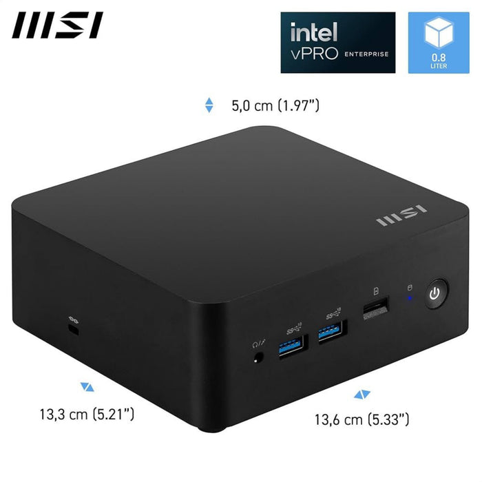 MSI Cubi NUC 13MQG, Intel Core i5-1345U vPRO, 8GB RAM, 512GB SSD, Windows 11 Pro-Pre-built systems-Gigante Computers