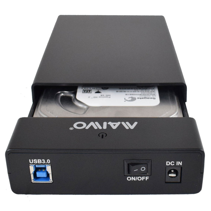 Maiwo USB 3.0 3.5 External Hard Drive Enclosure- Black - With Power Adapter-Enclosures Brackets-Gigante Computers