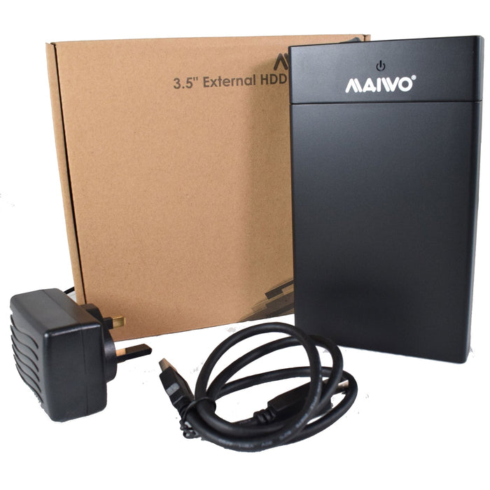 Maiwo USB 3.0 3.5 External Hard Drive Enclosure- Black - With Power Adapter-Enclosures Brackets-Gigante Computers