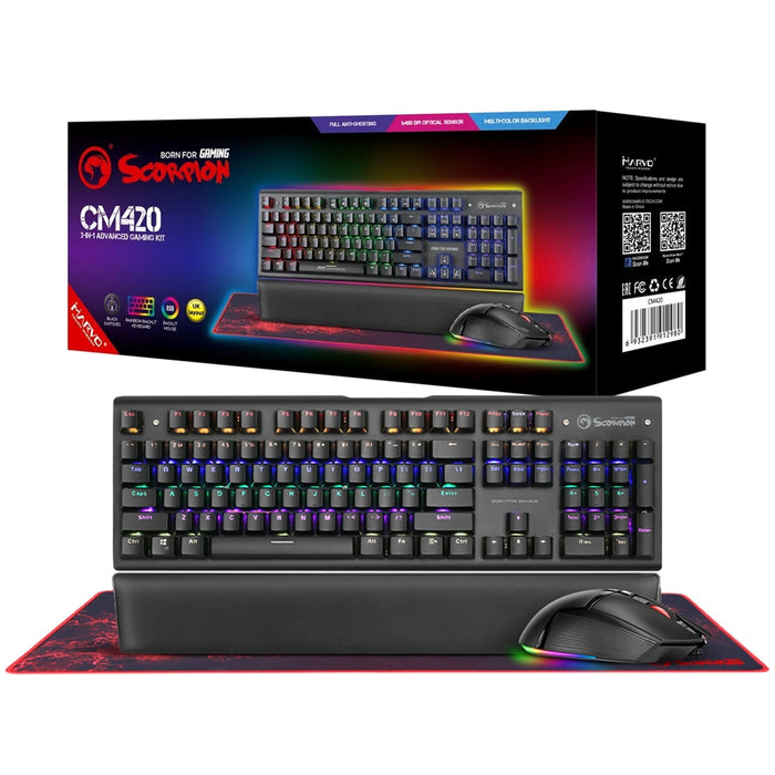Marvo Scorpion HG9086W Bluetooth and Wired Tri-Mode Connection RGB Stereo Gaming Headphones-Keyboard-Gigante Computers