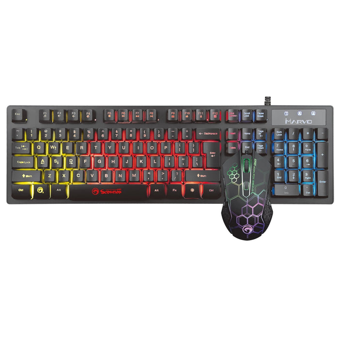 Marvo Scorpion KM409 7 Colour Rainbow LED USB Gaming Keyboard Mouse Set-Bundles-Gigante Computers