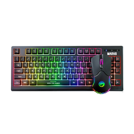 Marvo Scorpion KW516 Wireless TKL Gaming Keyboard and Mouse, 80% TKL Design, 2.4GHz Wireless Connection, RGB Backlight, Anti-ghosting with Optical Sensor Mouse 6 Level Adjustable dpi 800-4800, 7 Buttons-Keyboard-Gigante Computers