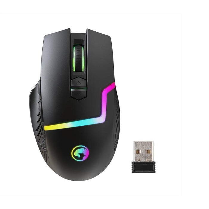 Marvo Scorpion M791W Wireless and Wired Dual Mode Gaming Mouse, Rechargeable, RGB with 7 Lighting Modes, 6 adjustable levels up to 10000 dpi, Gaming Grade Optical Sensor with 7 Buttons, Black-Mice-Gigante Computers