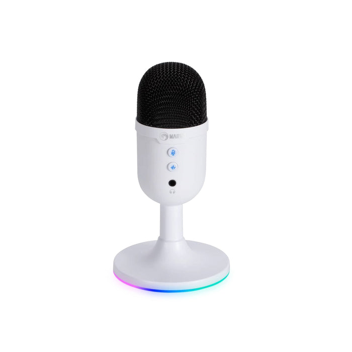 Marvo Scorpion MIC-06 Blast 40 USB RGB Noise Cancelling Wired Microphone (White)-Speakers-Gigante Computers
