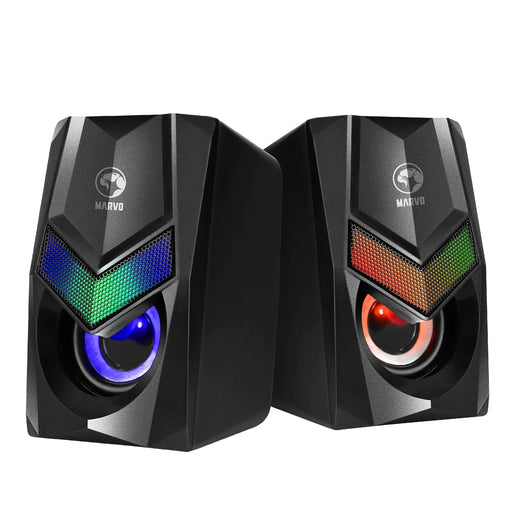Marvo Scorpion SG-118 Gaming Speakers, Stereo Sound, USB Powered, 7 Colour RGB Lighting, 6w, 3.5mm Input, Black-Speakers-Gigante Computers