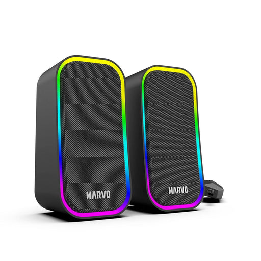 Marvo Scorpion SG-285 Havoc 20 Gaming Speakers, Stereo Sound, 3.5mm and USB Connection, 5 RGB Lighting Modes, 6w, Black-Speakers-Gigante Computers