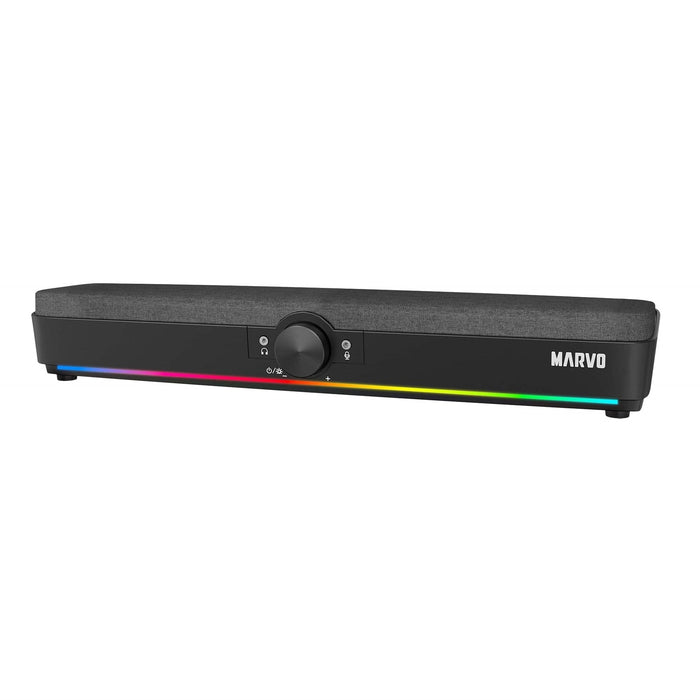 Marvo Scorpion SG-286 Bluetooth 5.3 Soundbar, Stereo Sound, USB Powered, Connect Wired, USB or Bluetooth, 7 Colour RGB Lighting, Volume Control, Black-Speakers-Gigante Computers