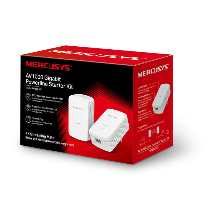 Mercusys MP500 KIT AV1000 Gigabit Powerline Starter Kit (UK Plug)-Homeplug-Gigante Computers