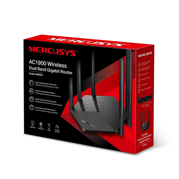 Mercusys (MR50G) AC1900 (600+1300) Wireless Dual Band GB Cable Router, MU-MIMO, 6 Antennas-Routers-Gigante Computers