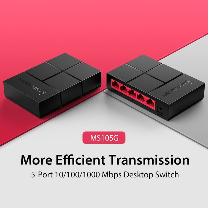 Mercusys (MS105G) 5-Port Gigabit Unmanaged Desktop Switch, Plastic Case-Switches-Gigante Computers