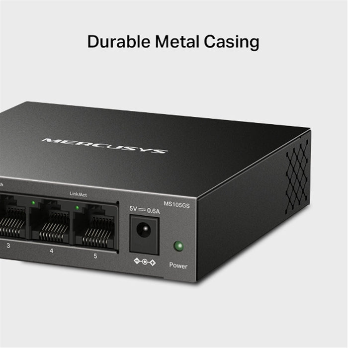 Mercusys (MS105GS) 5-Port Gigabit Unmanaged Desktop Switch, Steel Case-Switches-Gigante Computers