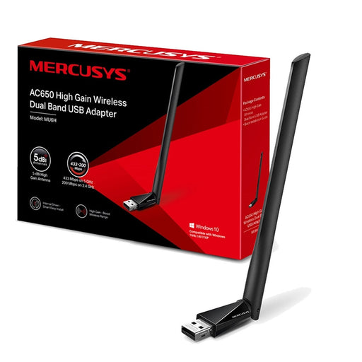 Mercusys (MU6H) AC600 (433+200) High Gain Wireless Dual Band USB Adapter-USB Wireless Adapters-Gigante Computers
