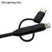 NEWlink 1.2m 3-in-1 USB Charging Cable, USB-A To USB Micro, USB-A To USB-C, USB-A to Lightning - Black-Cables-Gigante Computers