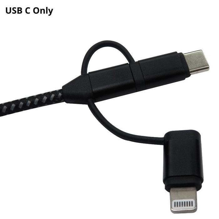 NEWlink 1.2m 3-in-1 USB Charging Cable, USB-A To USB Micro, USB-A To USB-C, USB-A to Lightning - Black-Cables-Gigante Computers