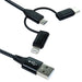 NEWlink 1.2m 3-in-1 USB Charging Cable, USB-A To USB Micro, USB-A To USB-C, USB-A to Lightning - Black-Cables-Gigante Computers