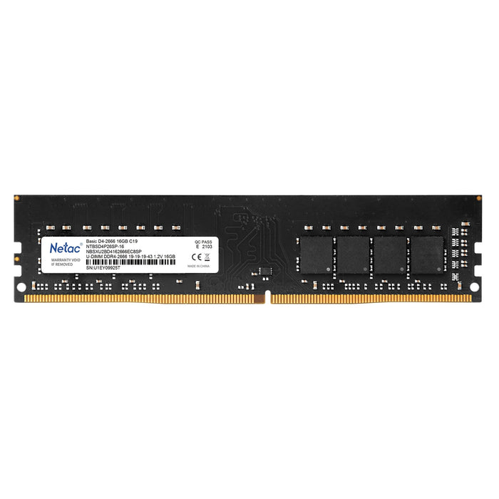 Netac NTBSD4P32SP-16 16GB DIMM System Memory, DDR4, 3200MHz, 1 x 16GB, 288 Pin, 1.35v, CL16-20-20-40-Memory-Gigante Computers