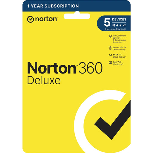 Norton 360 Deluxe 1x 5 Device, 1 Year Retail Licence - 50GB Cloud Storage - PC, Mac, iOS & Android-Anti-Virus-Gigante Computers