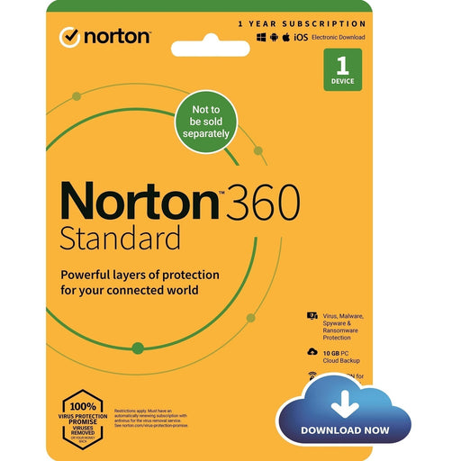 Norton 360 Standard 2022, Antivirus Software for 1 Device, 1-year Subscription, Includes Secure VPN, Password Manager and 10GB of Cloud Storage, PC/Mac/iOS/Android, Activation Code by email - ESD-Software-Gigante Computers