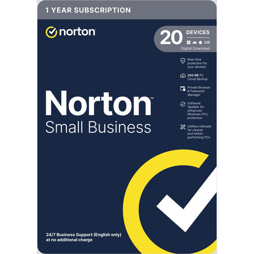Norton Small Business, Antivirus Software, 20 Devices, 1-year Subscription, Includes 250GB of Cloud Storage, Dark Web Monitoring, Private Browser, 24/7 Business Support, Activation Code by email - ESD-Software-Gigante Computers