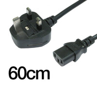 PC-60cm-US-UK 60cm Black Kettle Power Lead-Cables-Gigante Computers