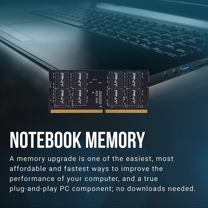 PNY (MN16GBSD43200-SI) 16GB, PERFORMANCE DDR4 3200MHz, SODIMM Notebook Memory, CL22, Single channel-Memory-Gigante Computers