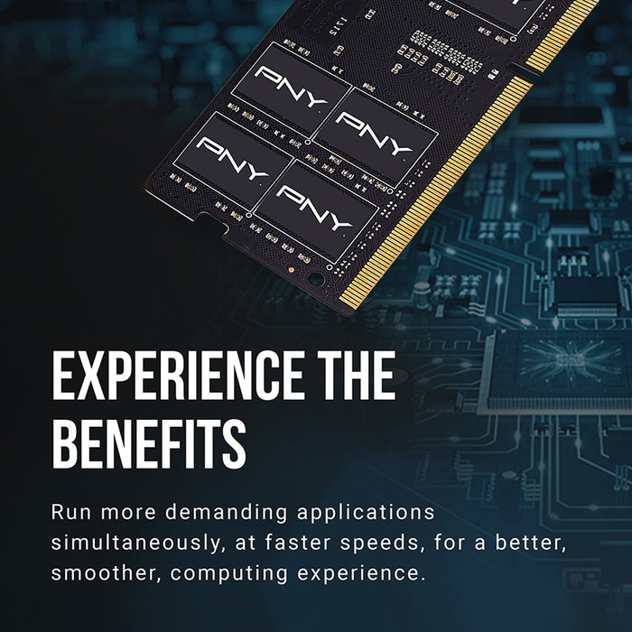 PNY (MN16GBSD43200-SI) 16GB, PERFORMANCE DDR4 3200MHz, SODIMM Notebook Memory, CL22, Single channel-Memory-Gigante Computers