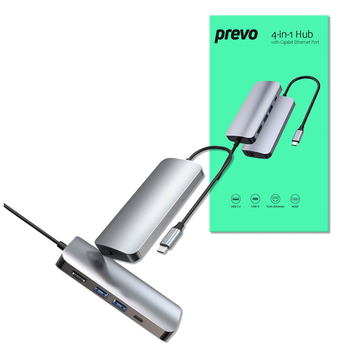 PREVO 501R USB Type-C 4-In-1 Hub with Gigabit Ethernet Port-USB Hubs-Gigante Computers