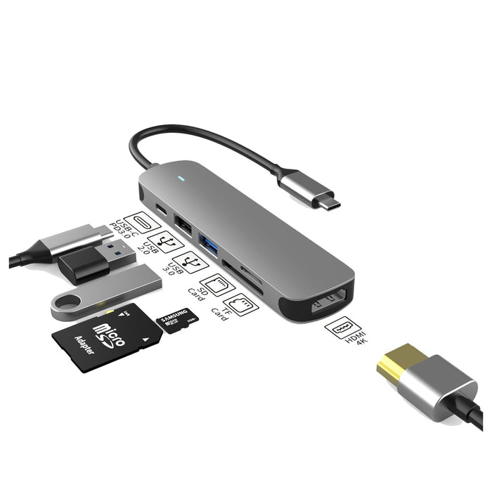 PREVO C605A USB Type-C 6-In-1 Hub with HDMI-USB Hubs-Gigante Computers